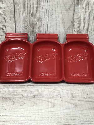 Mason Craft More Ceramic Jar Shape Sectional Condiment Tray Red