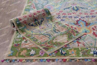Woman Weaver New Ikat Pink handmade Traditional Parsian Style Wool Area Rug