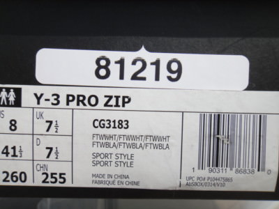 Adidas x Yohji Yamamoto, Y-3 PRO ZIP, LEATHER CG3183 Mns US 8, Wmn