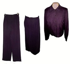3-PC Suit: Jacket Pants  Skirt, Talbots, Pure-Silk Purple 4