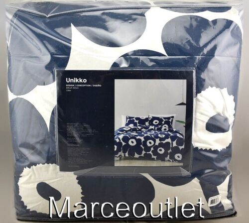 Marimekko Unikko KING Comforter & Shams Set Indigo Navy Blue