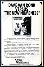1967 Dave Van Ronk photo No Dirty Names album release vintage print ad