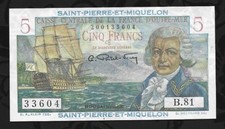 5 FRANCS BOUGAINVILLE - Type 1946 . SAINT-PIERRE- ET- MIQUELON .
