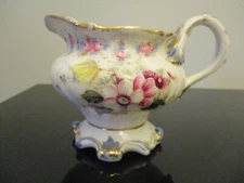 Antique 1850's Old Paris HandPainted Roses Flowers Gold French Porcelain Creamer