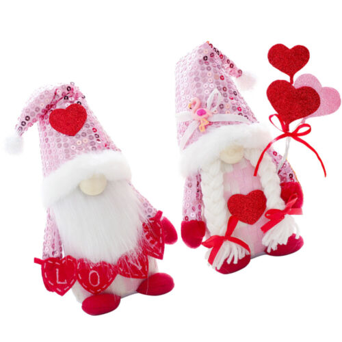 2 Pcs Valentine Gnome Valentines Table Elf Gnomes Doll Baby - Foto 1 di 12