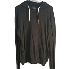 H&M L.O.G.G. Shirt Large Dark Gray Hoodie Casual Minimalist Front Pockets Top