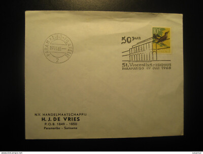 PARAMARIBO 1966 50 Year St. Vincentius Cancel Folded Cover SURINAME Netherlands