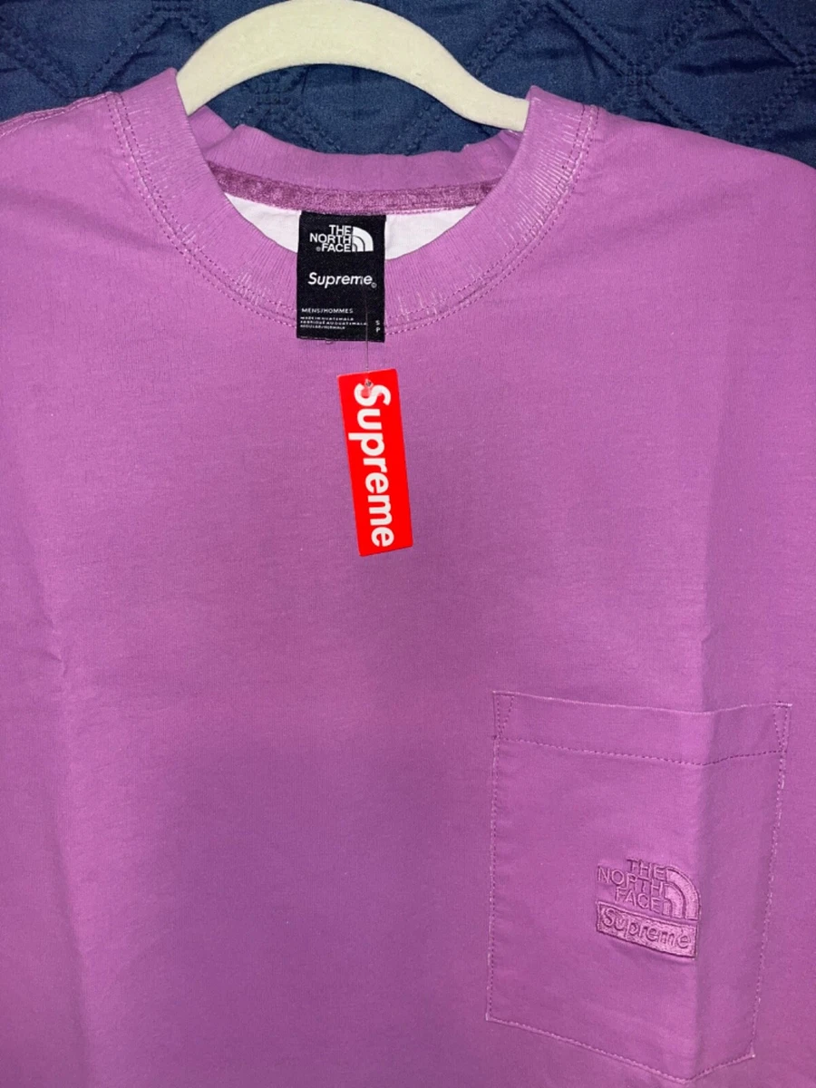 SUPREME THE NORTH FACE PIGMENT PRINTED POCKET TEE PINK SMALL 100