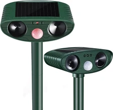 2pcs Animal Repeller Ultrasonic Solar Power Outdoor Pest Cat Mice Deer Sensor