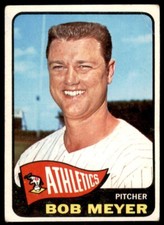 1965 Topps #219 Bob Meyer Kansas City Athletics  VG+ (Corner Wrinkle)