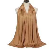 Modal Cotton Long Scarf for Women Jersey Style Tie Head Wrap Plain Shawl Cover