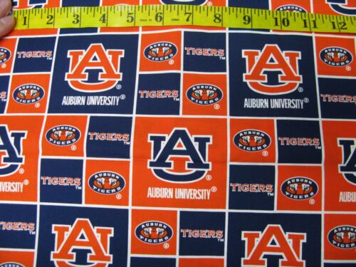 Auburn University Tigers Fabric, Cotton By The Yard, College Sports, Orange/Navy - Picture 2 of 4