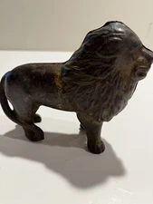 Vintage Cast Iron Lion Bank