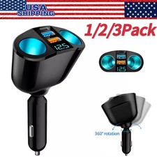 Outlet 12V Dual USB Car Cigarette Lighter Socket Splitter Power Adapter Charger