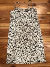 Ann taylor Loft cotton black white floral sundress SP