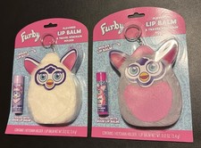 2 2025 FURBY Plush Furry Stuffed Animal Key Chain Lip Balm Holder