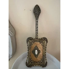 Vintage Vanity Dresser Brush antique style gold porcelain flower filigree ornate