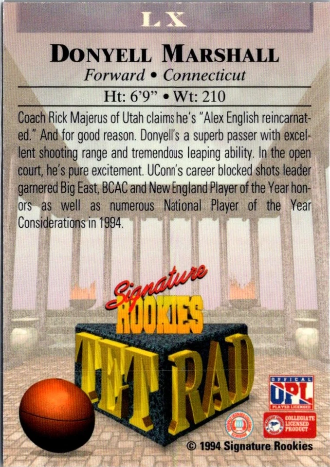 1994 Signature Rookies Tetrad #LX Donyell Marshall - Image 2 of 2