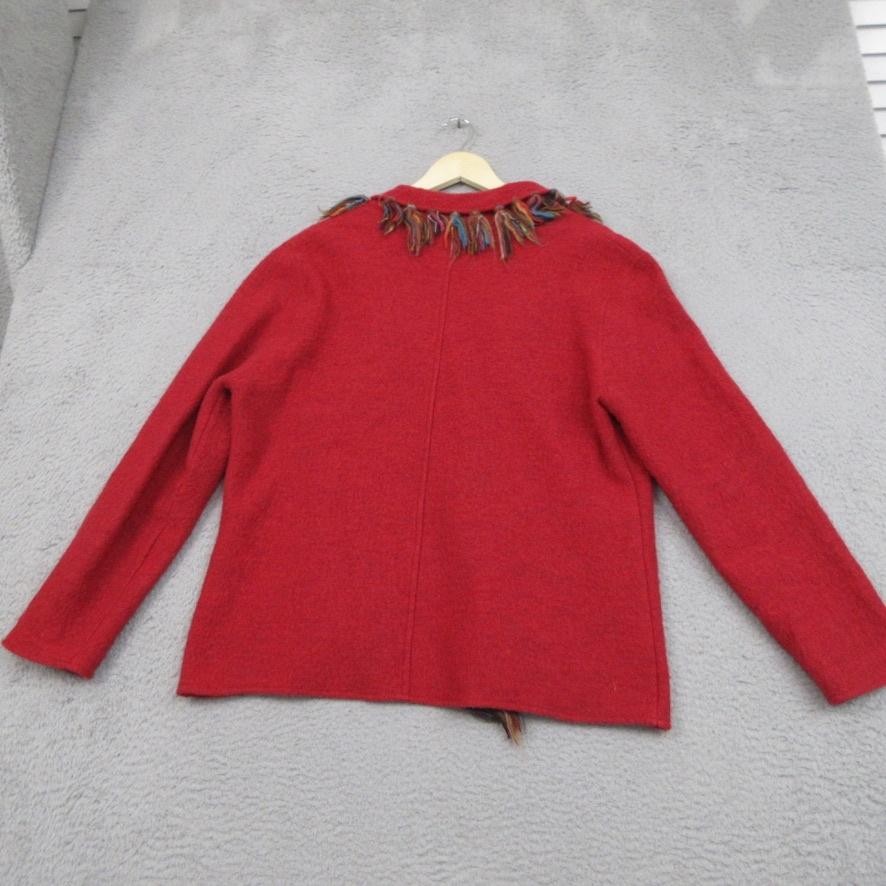 Ruby Rd. Sweater Womens Medium Red Wool Fringe Tr… - image 5