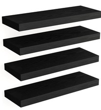Rustic Black Floating Wall Shelves by Fixwal   Set of 4, 15.8 Inch