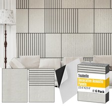 Teabelle 6 Pack Self-Adhesive Acoustic Panels, Gray 6 31.49" x 23.62"