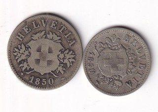 Münze Silber Schweiz 10 und 20 Rappen 1850 nsw leipzig