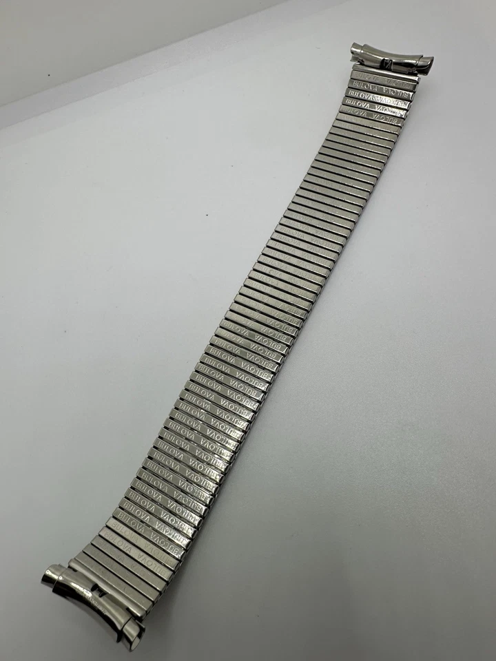 NOS Vintage Bulova 20mm 18mm 16mm Stainless Curved Stretch Watch Band Bracelet - Image 4 of 4