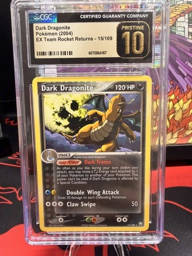 CGC 10 PRISTINE Dark Dragonite 2004 EX Team Rocket Returns 15/109 Pokemon Card