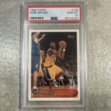 Topps 1996-97 Kobe Bryant Rookie Card #138 PSA 10 GEM MT Lakers. rookie card picture