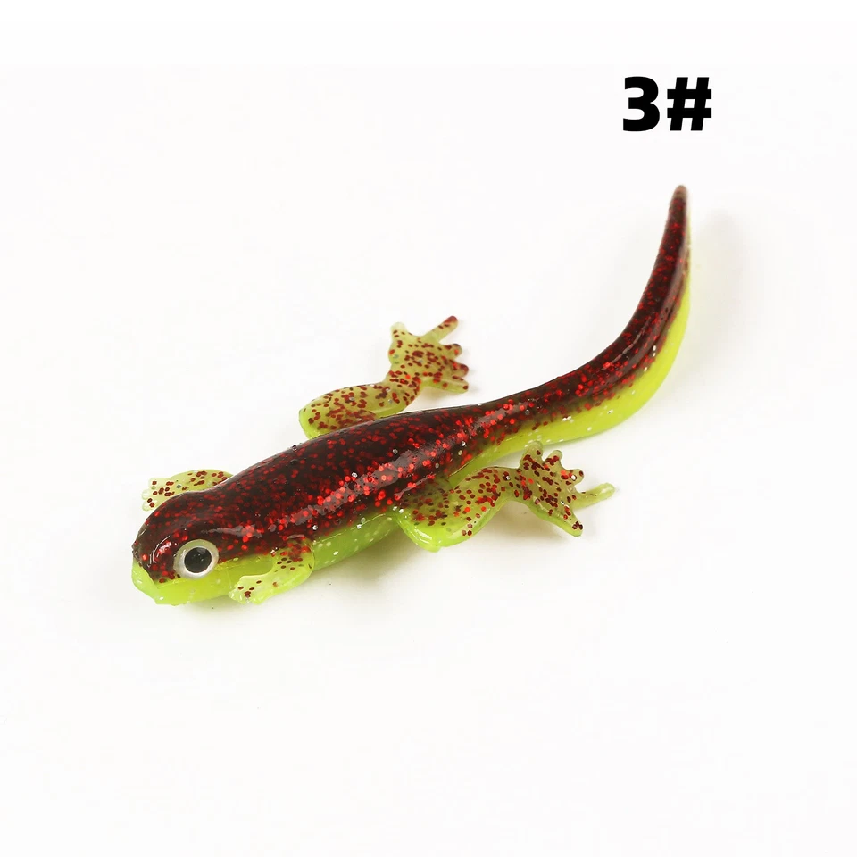 10 PIEZAS Señuelos de plástico blando para detener el agua Señuelos de pesca renacuajo criatura lagarto cebo rana Foto 4 de 4