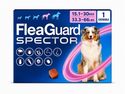 FleaGuard Spector Natural Flea &Tick As Strong As Nexgards Chewable 33-66lb