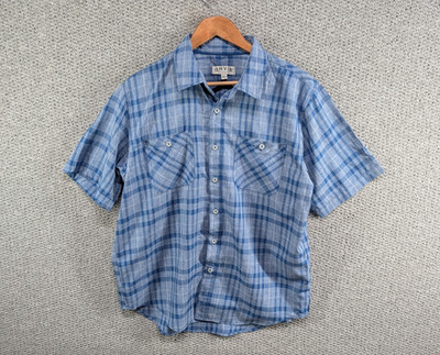 Orvis Quick Dry Caster Tech Kurzarm Hemd mit Knöpfen kariert Outdoor Wandern L