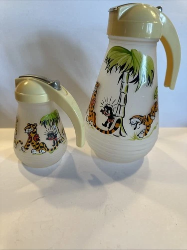 Vintage Hazel Atlas Frosted Syrup & Beverage Pitcher Bar ware Little Black Sambo