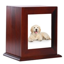Dog Urns for Ashes, Wood Pet Urn with Photo Frame, Pets Ashes Cremation for C...