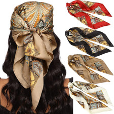 27.5  Silk Satin Square Head Scarf - 4PCS Satin Head Scarves for Women Hair Kerc