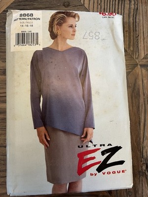 Vogue Ultra EZ 8868 Vintage Sewing Pattern   Misses  Top & Skirt   Sizes 14 18
