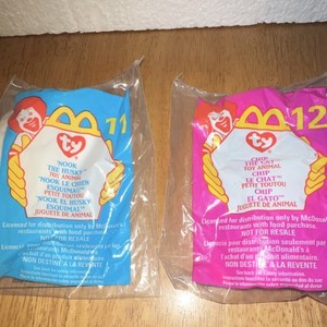 Ty Teenie Beanies Nook the Husky Chip the Cat McDonald's 1999 Toy Animal