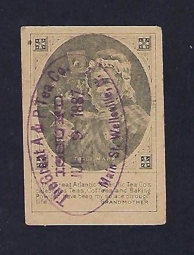 c1880's Victorian Trade, Card Great Atlantic Tea Co. A&P Premium Check, Ephemera - Bild 1 von 2