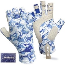 UPF 50 Fishing Fingerless Gloves, UV Protection Breathable S - M Water CAMO