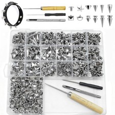 605 PCS Silver Punk Studs And Spikes Kit Rivets For Leather Craft DIY