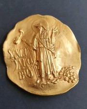 Taschenheiliger Hl. Jakobus Metall  Medallion VERGOLDET Schutzpatron der Pilger