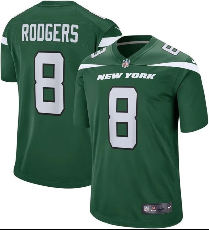 Mens Nike Aaron Rodgers Jersey Green New York Jets NFL Players NWT Size:Large