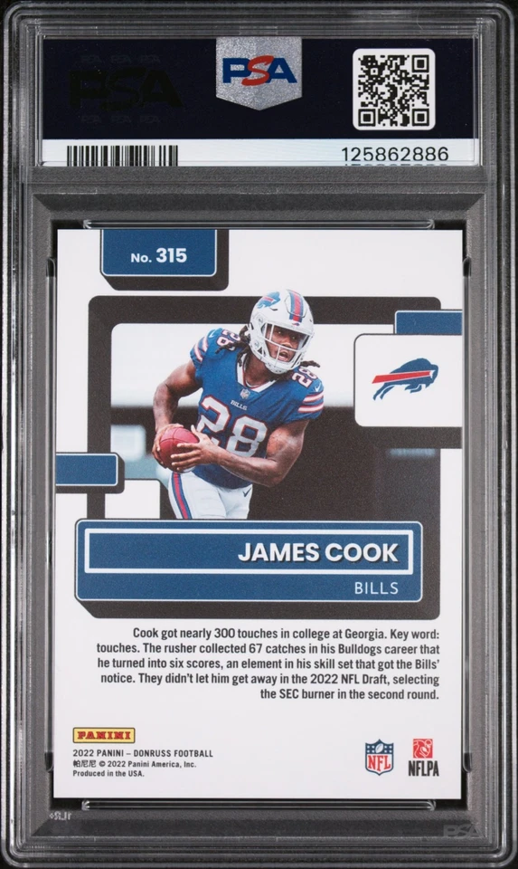 2022 Donruss James Cook Rated Rookie RC Press Proof Premium #315 PSA 9 - Image 2 of 2