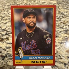 2025 Topps Heritage Sean Manaea  Red Border # 168 Mets + Base Card