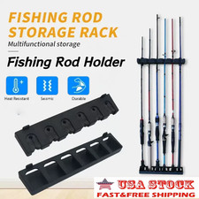 Horizontal Boat Fishing 6 Rod Rack Wall Mount Vertical Holder Pole Stand Storage