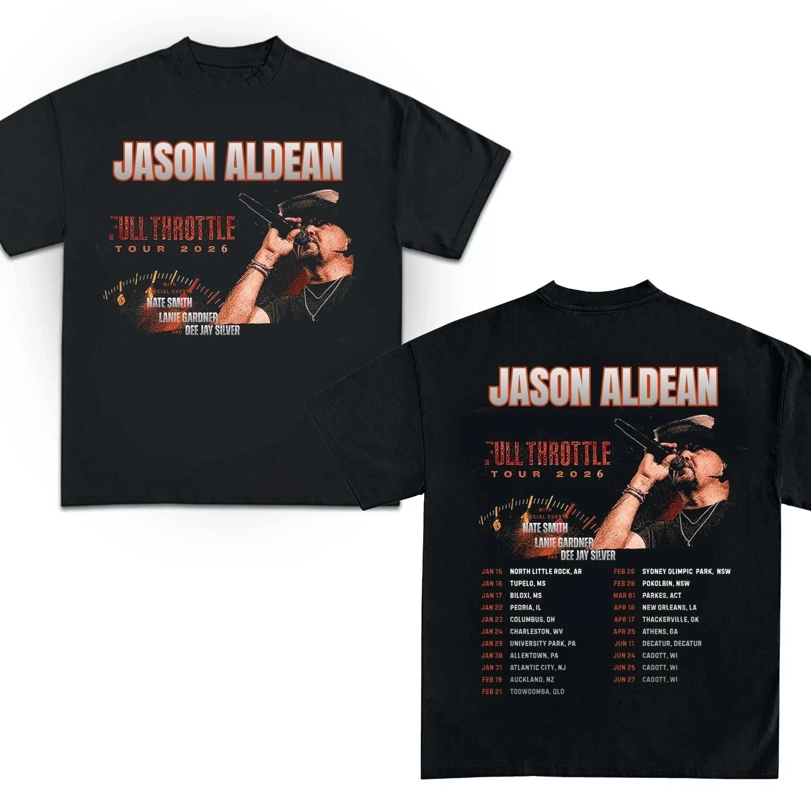 Jason Aldean Full Throttle Tour 2026 North America Dates Double Sided T-Shirt