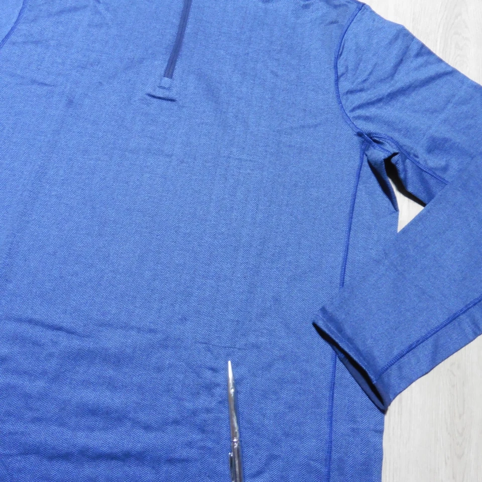 GREYSON Mens XL TATE PULLOVER MOCKNECK 1/4 ZIP BLUE BLACK HERRINGBONE GOLF - Image 2 of 4