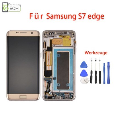 Für Samsung Galaxy S7 edge G935 G930 LCD Display mit Rahmen Gold Touchscreen