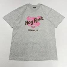 Vtg 90s Screen Stars Mens Shirt L Gray Hard Rock Parody Hog Rock Cafe Joke USA