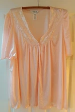 Vintage 80s Vanity Fair Soft Rose Nylon Lace Trim Pajama Set Women’s Size 3X